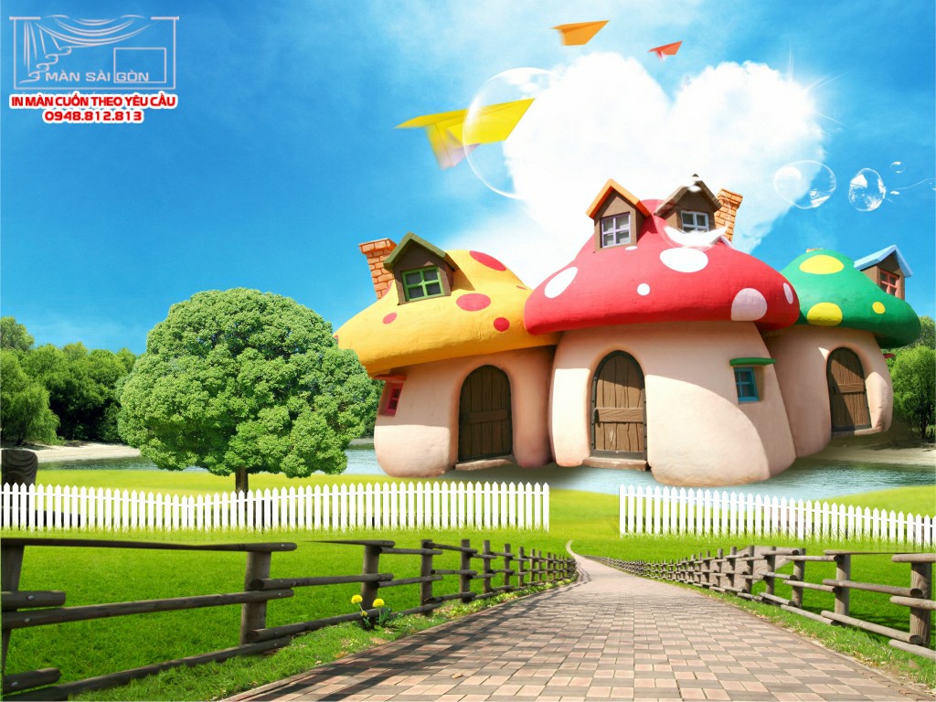 Màn cuốn in tranh hoạt hình cho bé