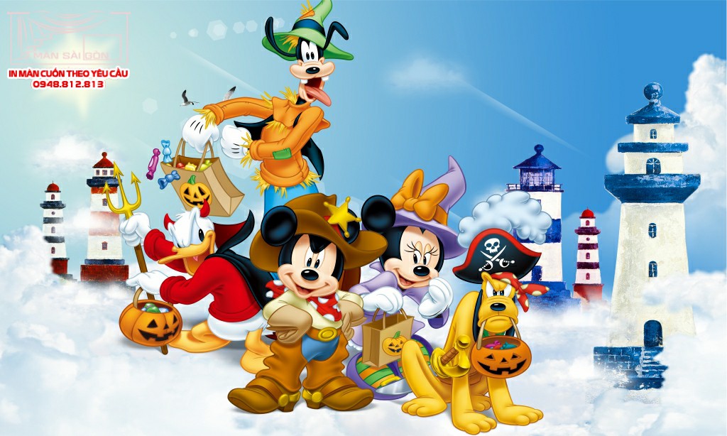 Màn cuốn in tranh hoạt hình cho bé