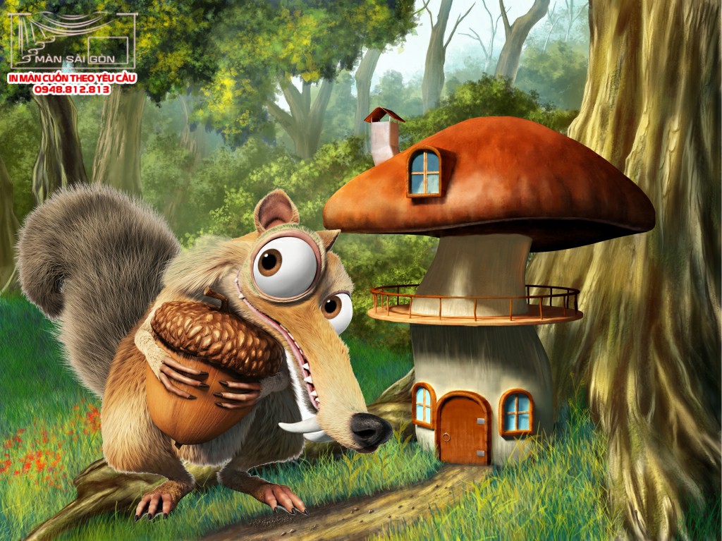 màn cuốn in tranh phòng bé