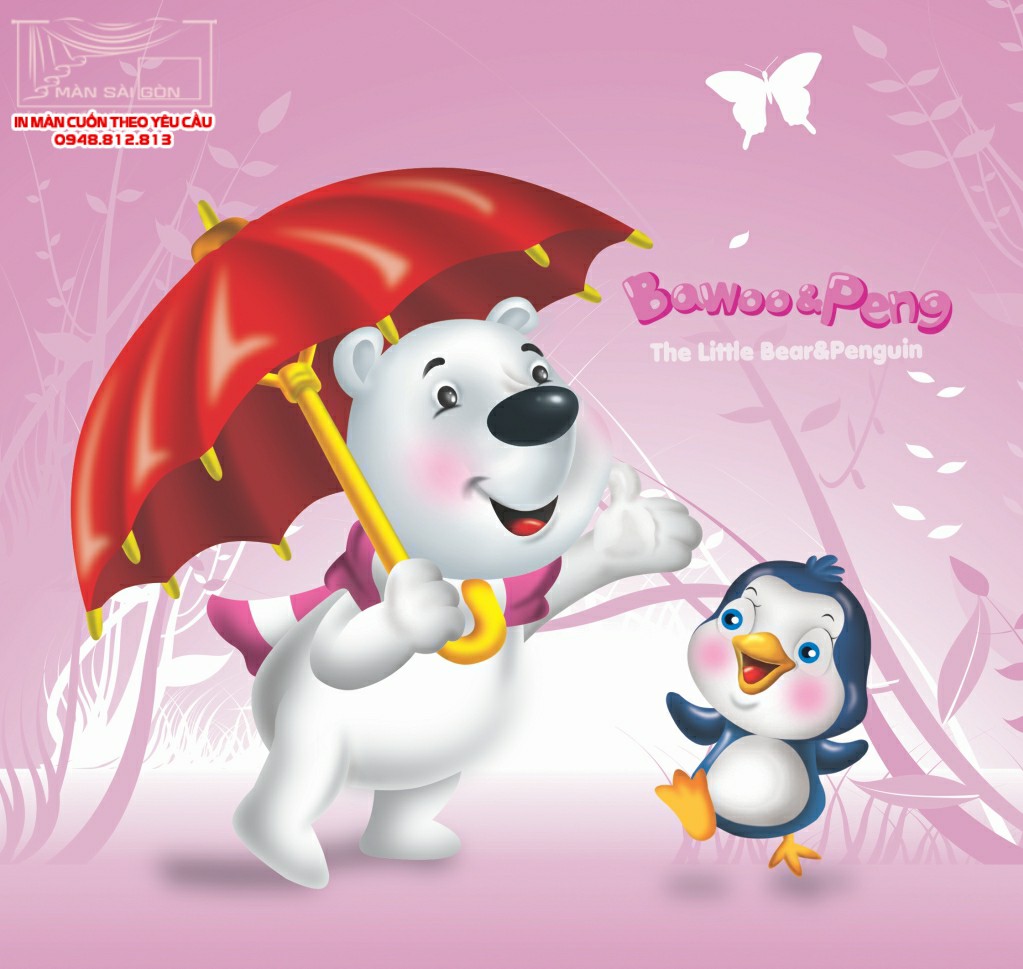 Màn cuốn in tranh em bé 3d