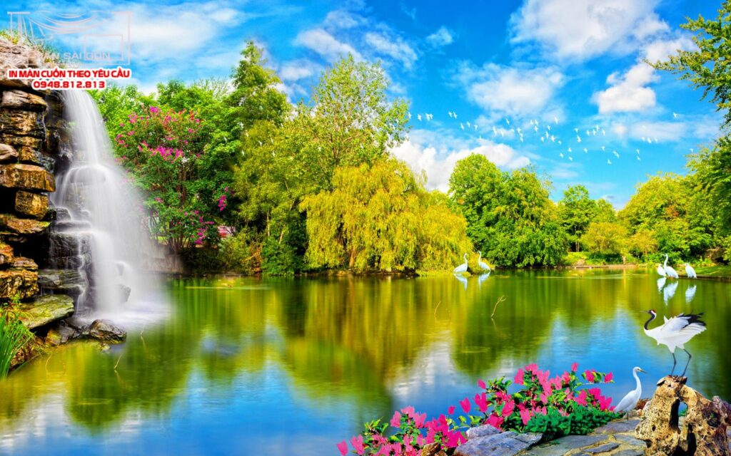 màn cuốn in tranh thắng cảnh