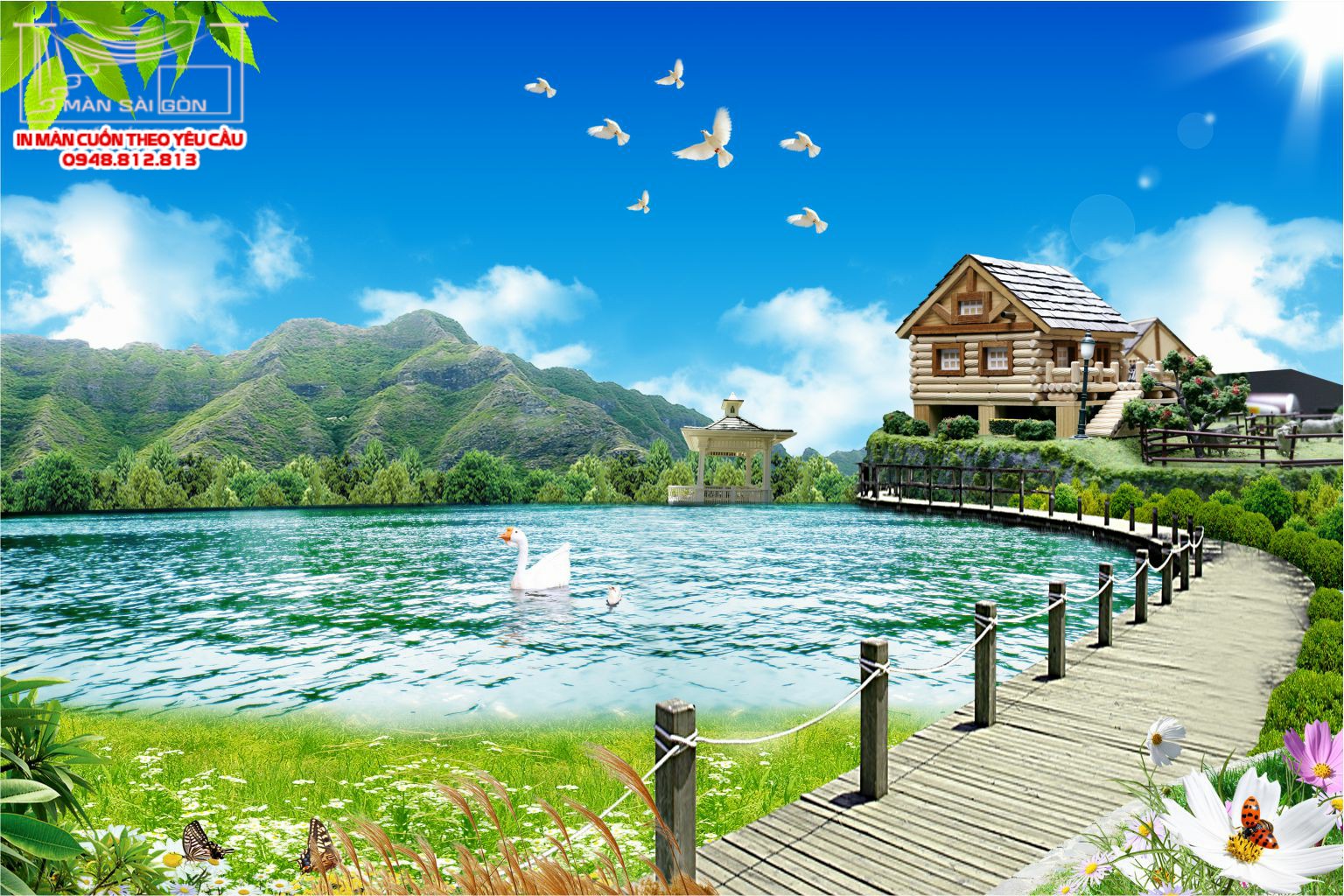 Man cuon in tranh - Màn cuốn in tranh