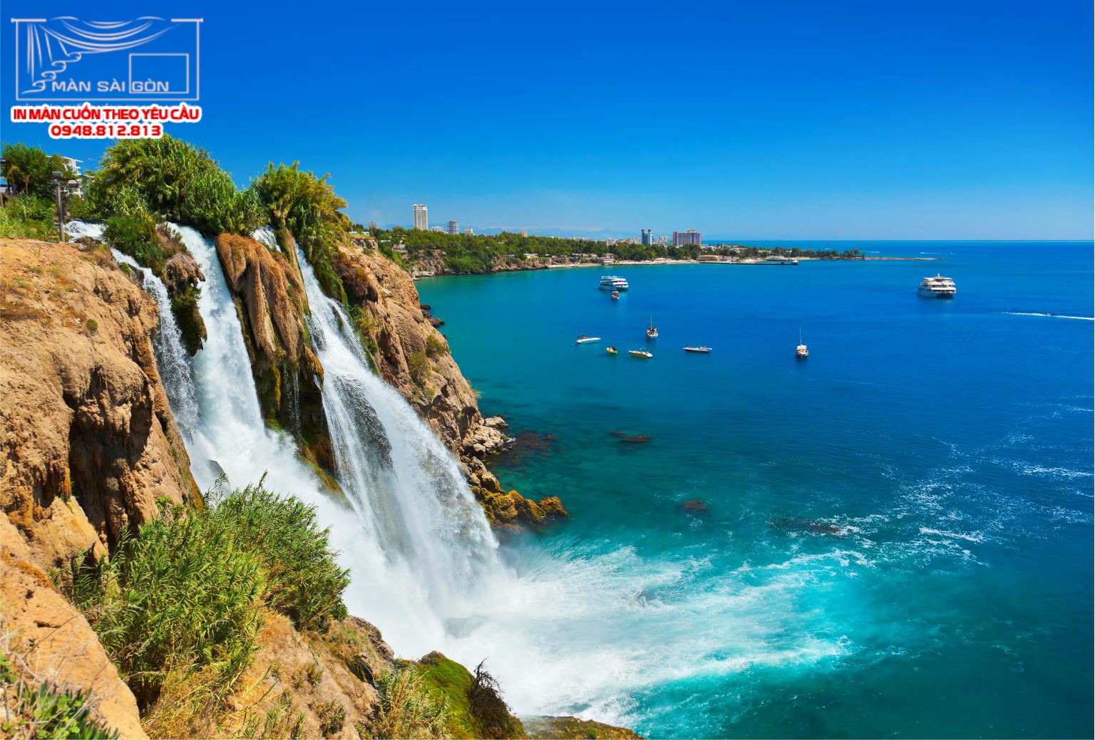 Màn cuốn in tranh cảnh biển