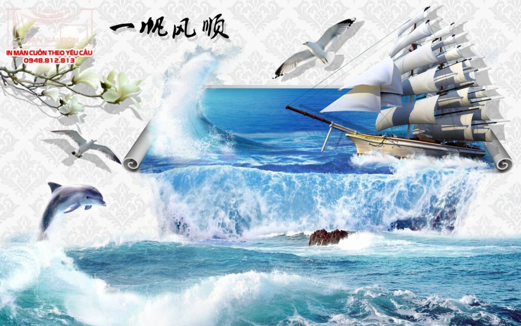 màn cuốn in tranh thắng cảnh