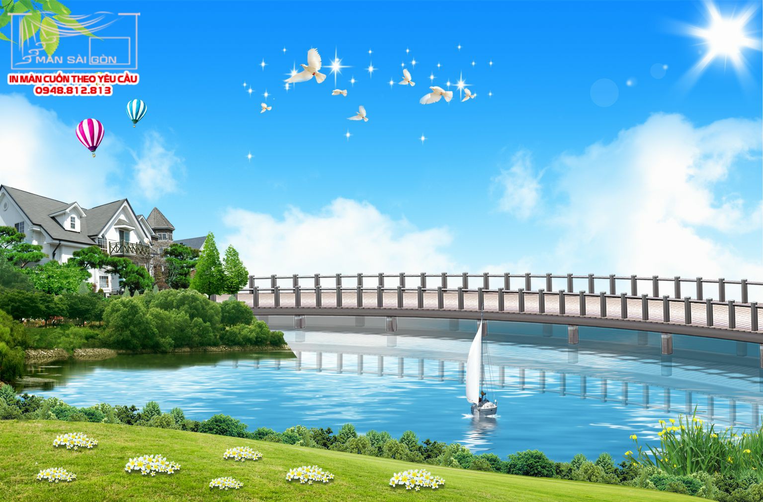 Man cuon in tranh - Màn cuốn in tranh