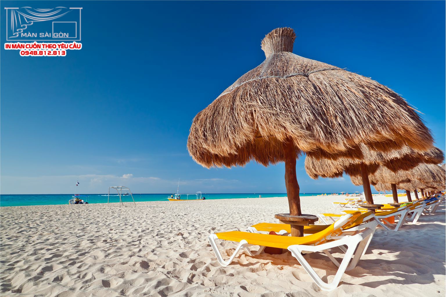 màn cuốn in tranh cảnh biển