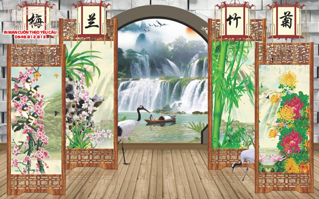 Man cuon in tranh - Màn cuốn in tranh