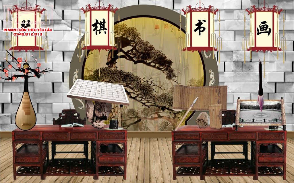 Man cuon in tranh - Màn cuốn in tranh