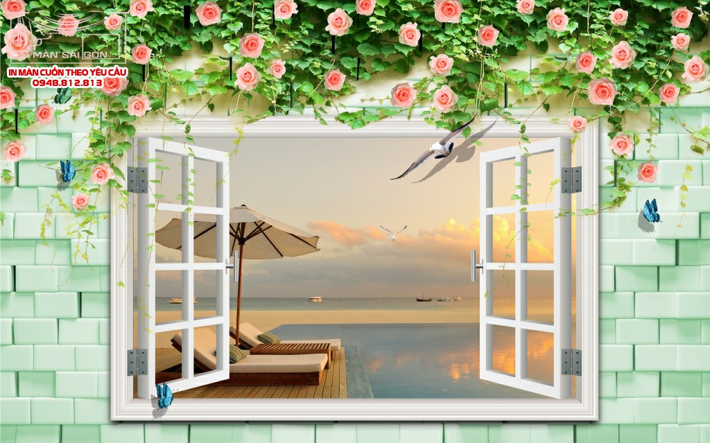 Màn cuốn in tranh cửa sổ