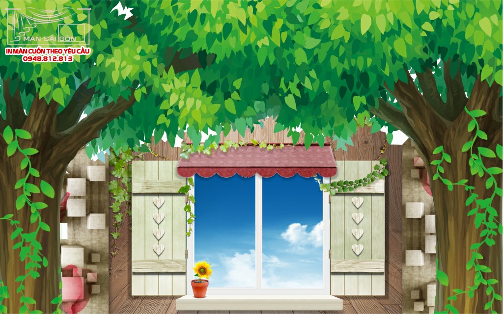 Man cuon in tranh - Màn cuốn in tranh