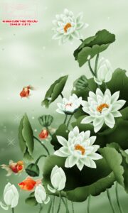 màn cuốn in tranh hoa sen