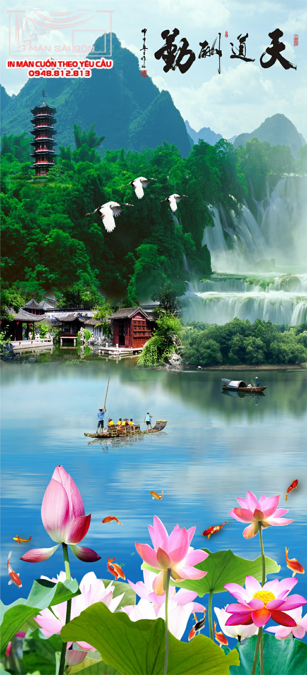 Man cuon in tranh - Màn cuốn in tranh