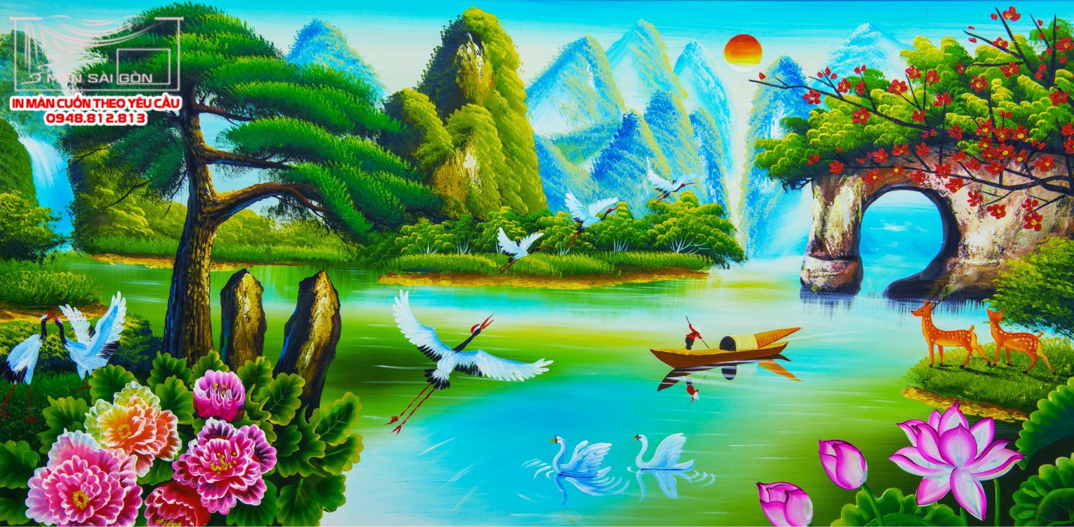 Man cuon in tranh - Màn cuốn in tranh