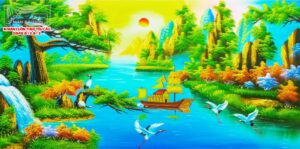 màn cuốn in tranh làng quê việt