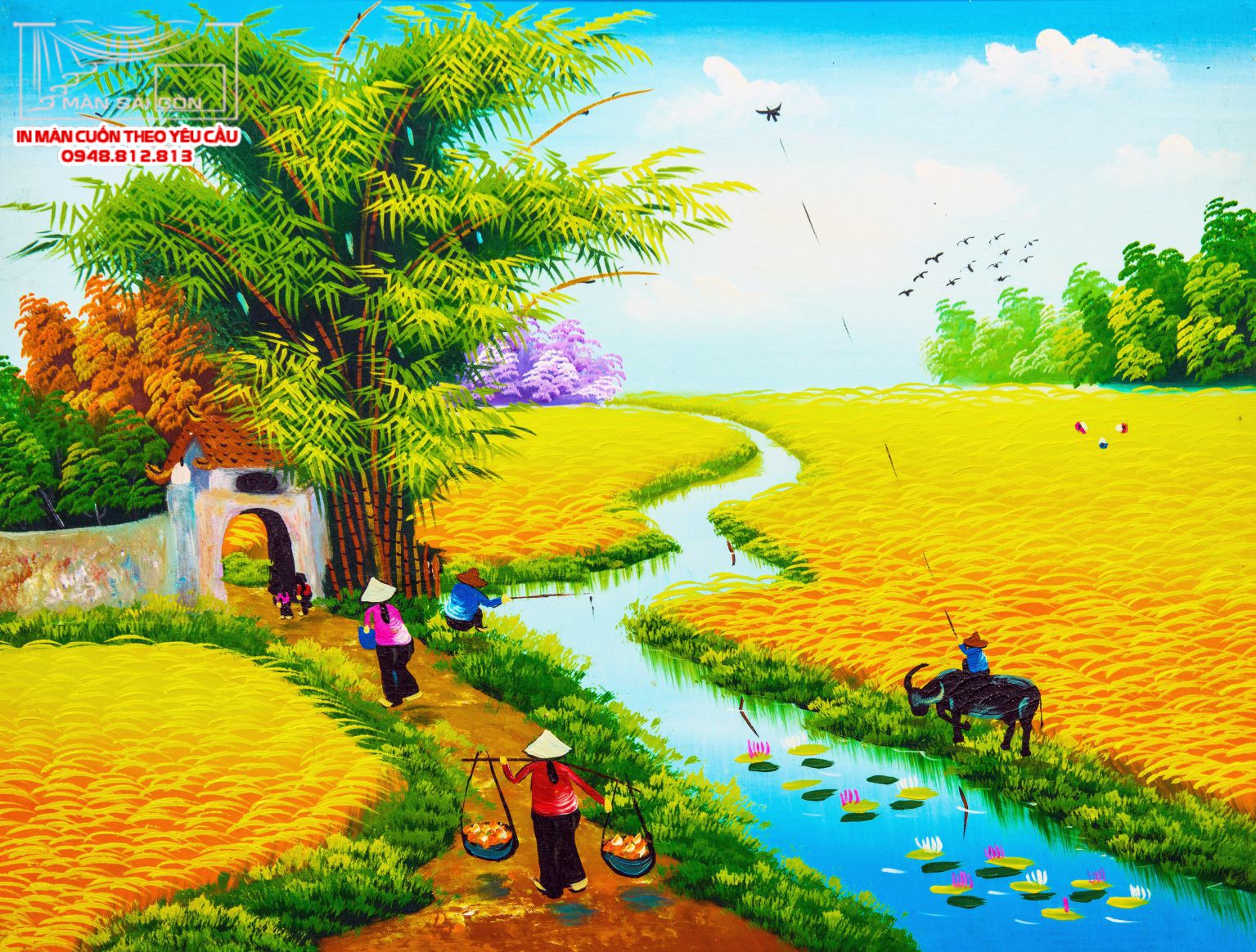 Man cuon in tranh - Màn cuốn in tranh