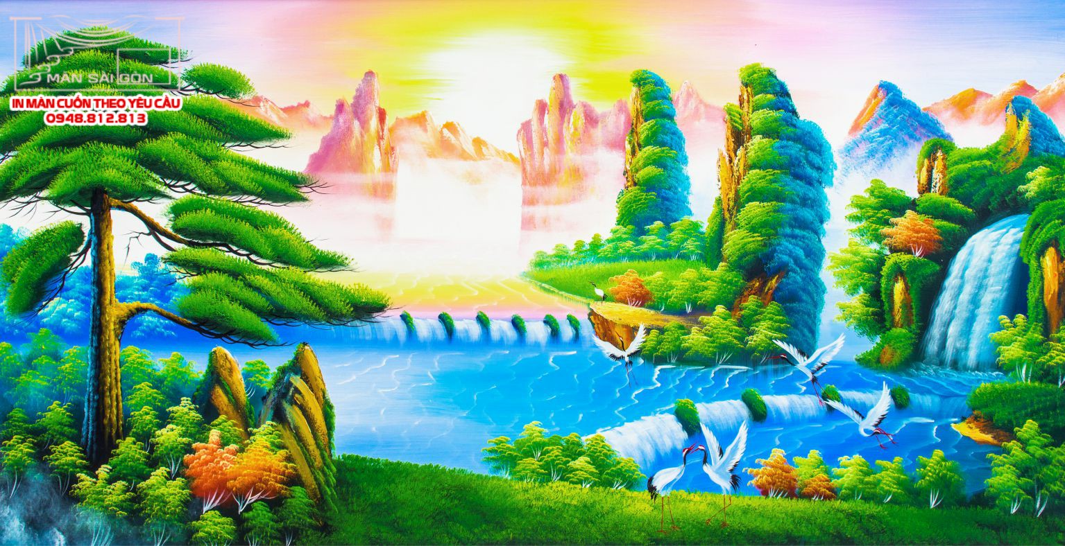 Man cuon in tranh - Màn cuốn in tranh