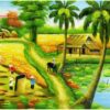 màn cuốn in tranh làng quê việt