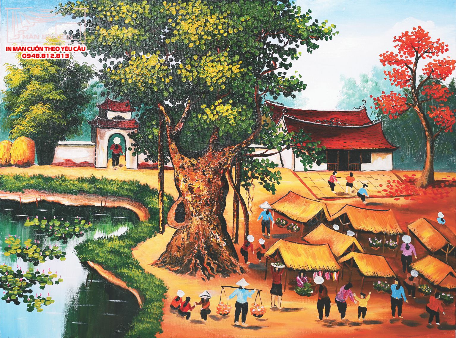 Man cuon in tranh - Màn cuốn in tranh