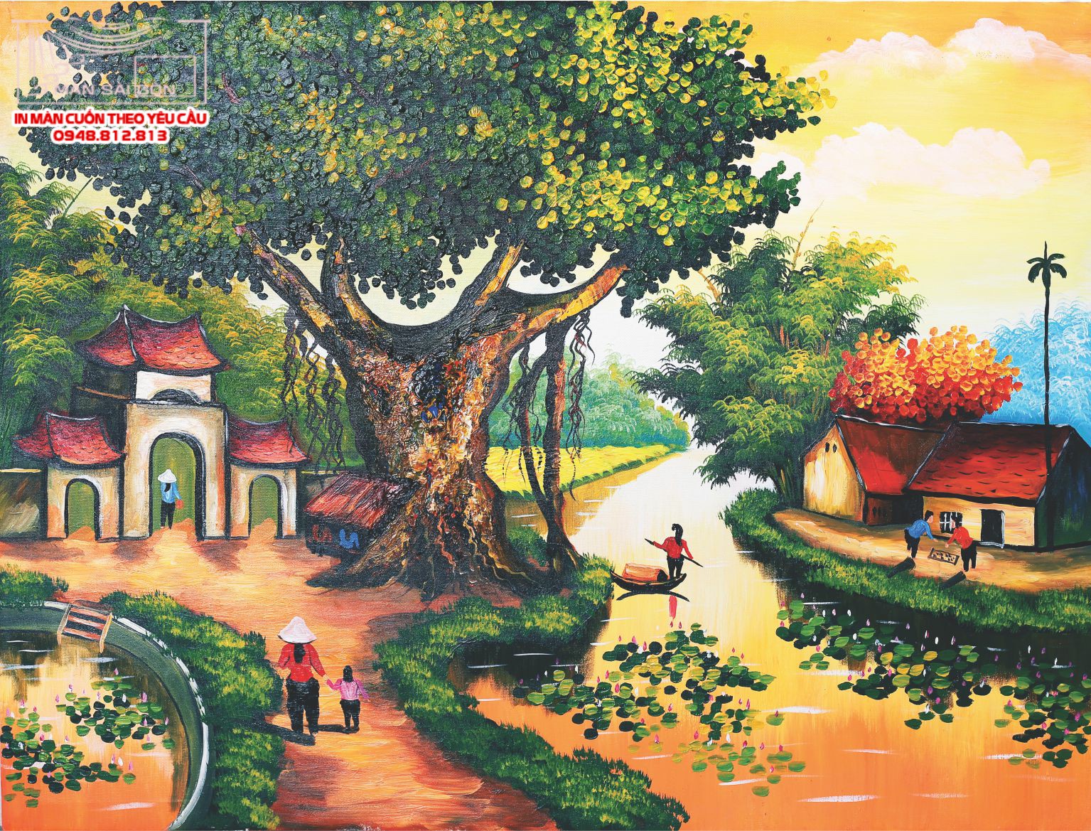 Man cuon in tranh - Màn cuốn in tranh