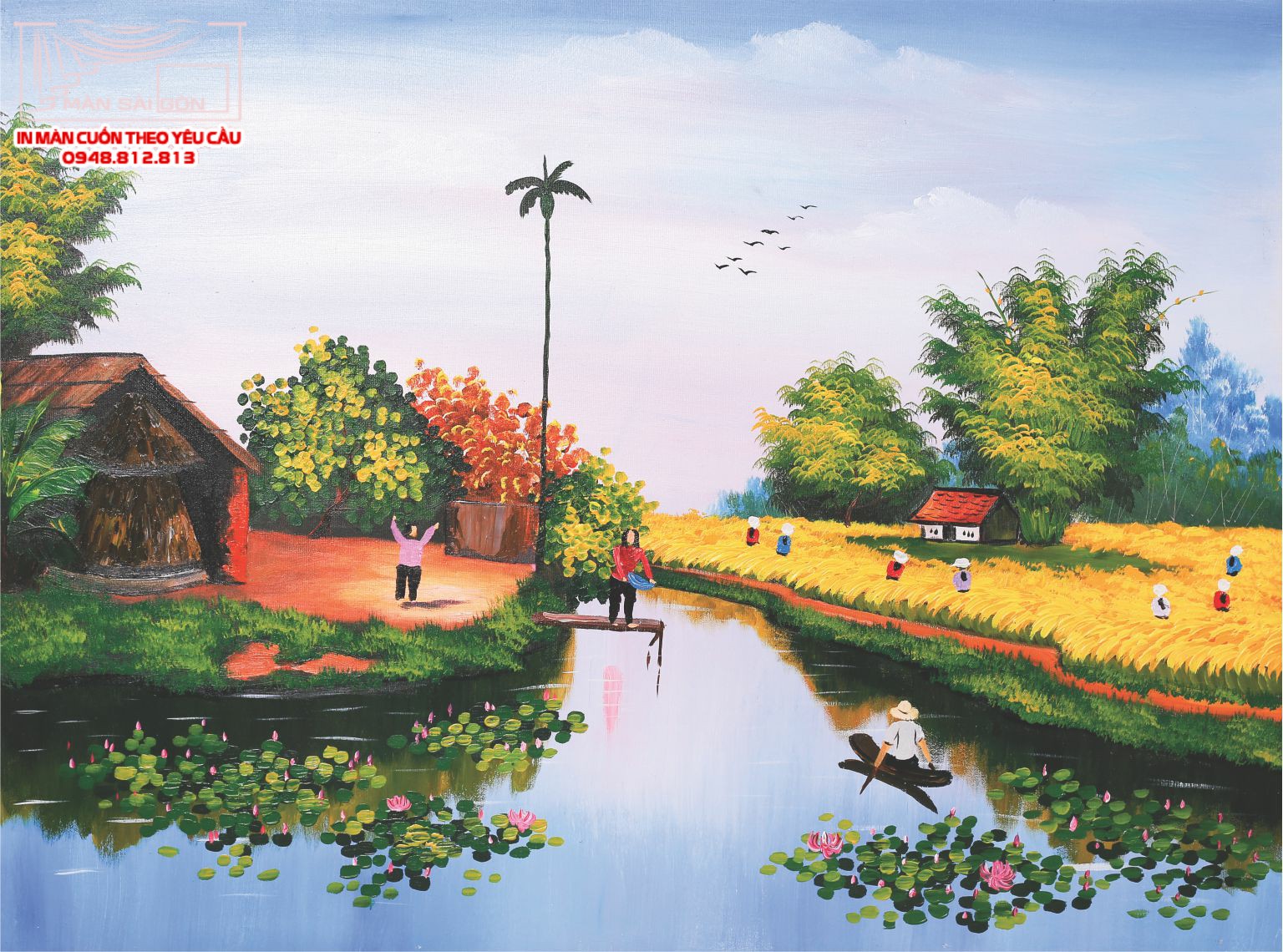 Man cuon in tranh - Màn cuốn in tranh