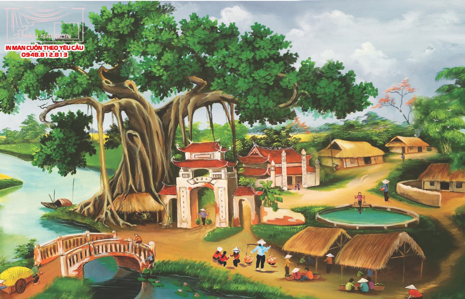 Man cuon in tranh - Màn cuốn in tranh