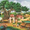 màn cuốn in tranh làng quê việt