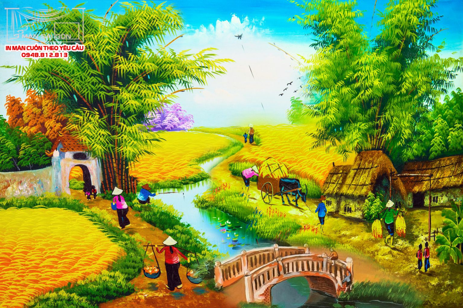 Man cuon in tranh - Màn cuốn in tranh