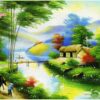 màn cuốn in tranh làng quê