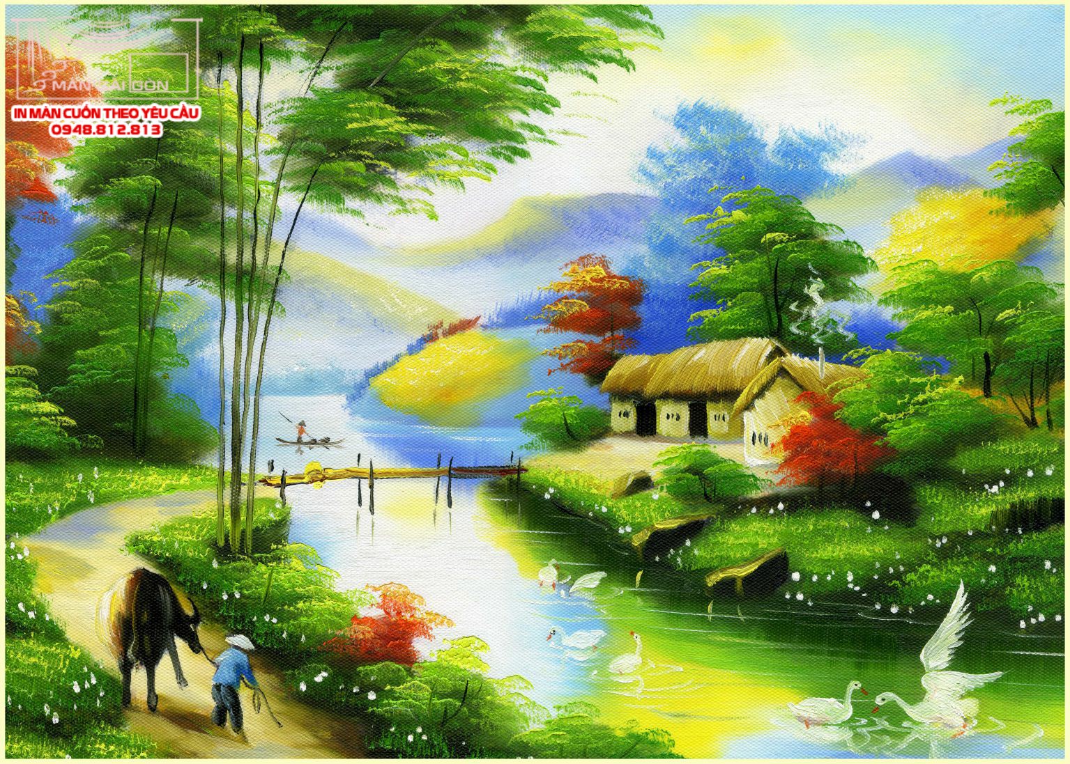 Man cuon in tranh - Màn cuốn in tranh
