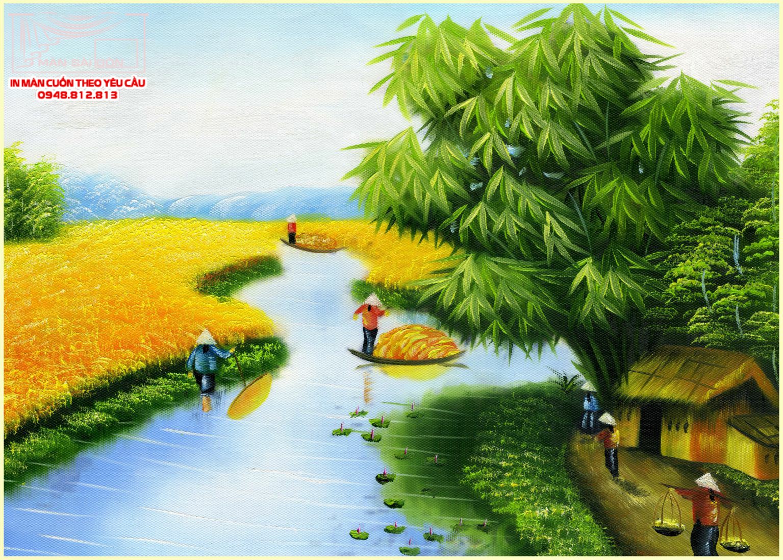 Man cuon in tranh - Màn cuốn in tranh