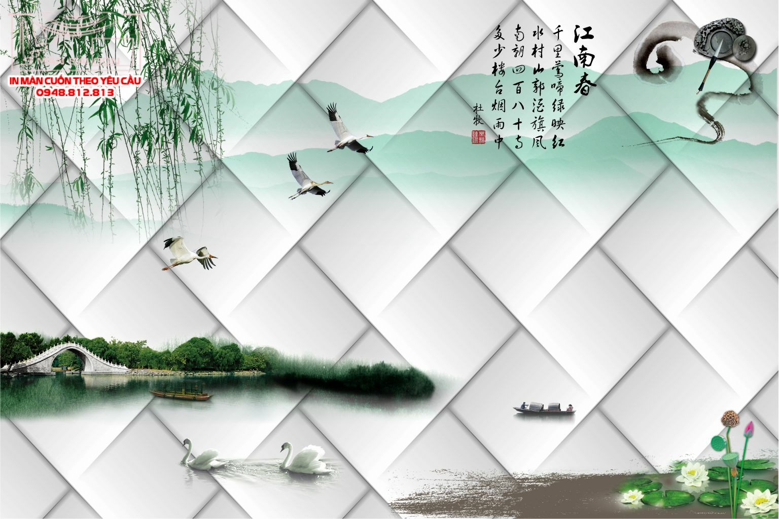 Man cuon in tranh - Màn cuốn in tranh