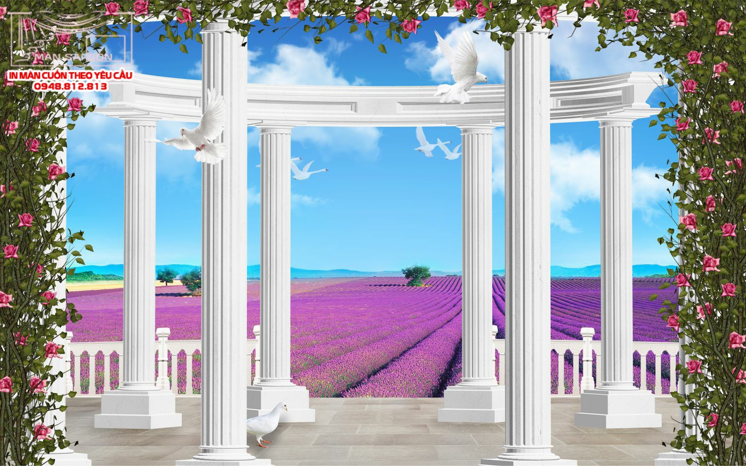 Man cuon in tranh - Màn cuốn in tranh