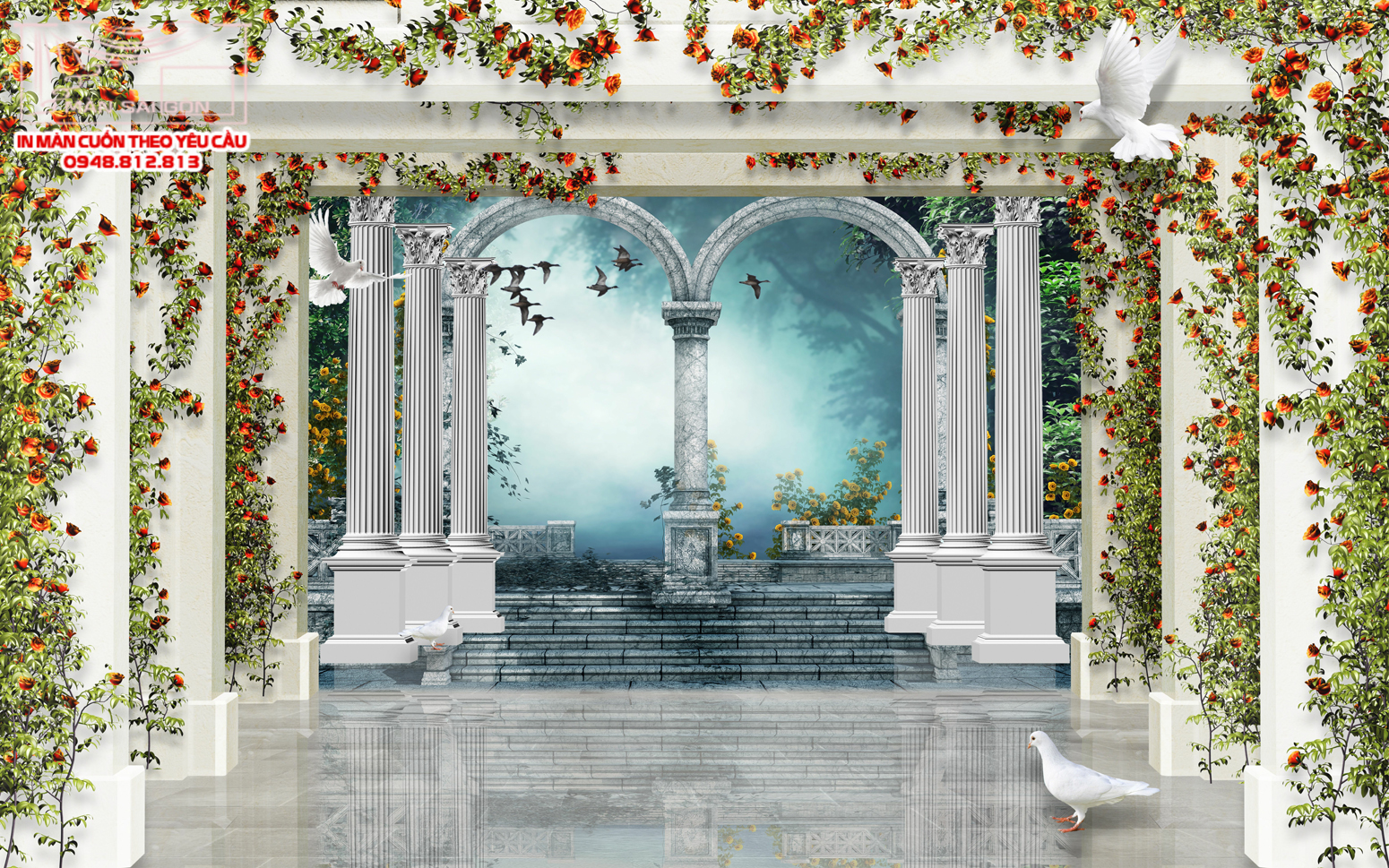 Man cuon in tranh - Màn cuốn in tranh