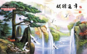 màn cuốn in tranh thư pháp