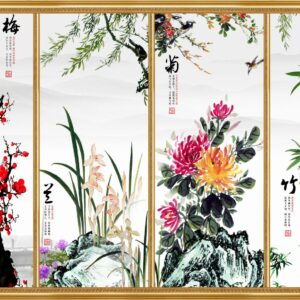 màn cuốn in tranh thư pháp