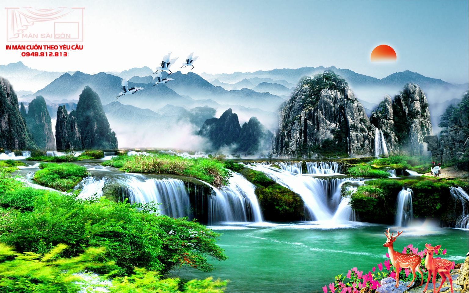 Man cuon in tranh - Màn cuốn in tranh