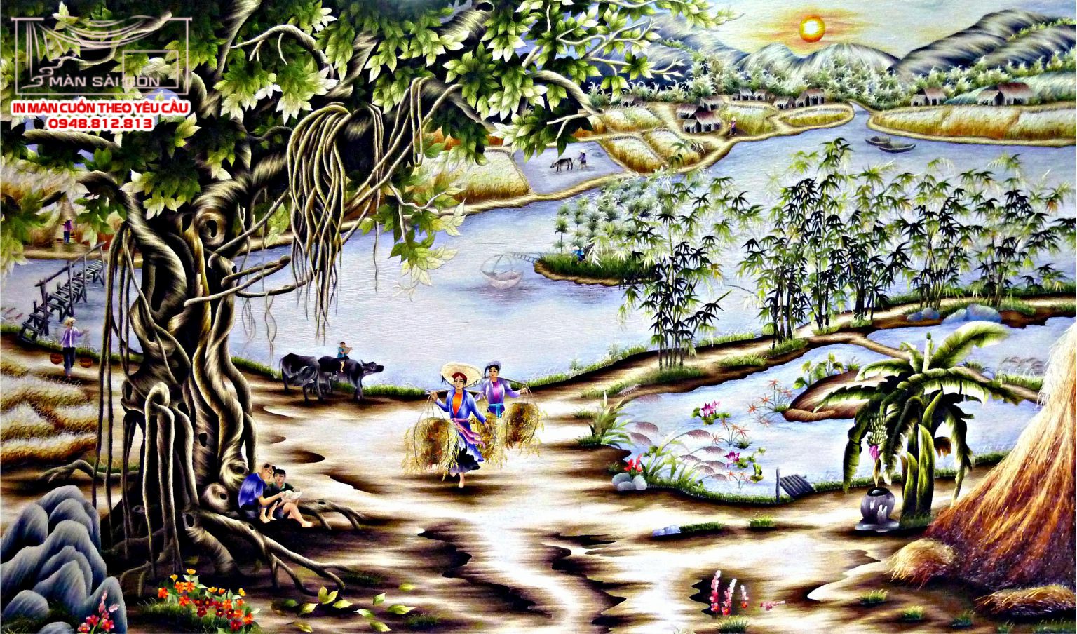 Man cuon in tranh - Màn cuốn in tranh