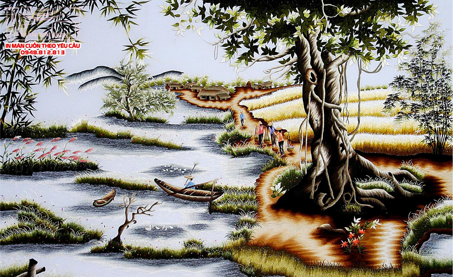 Man cuon in tranh - Màn cuốn in tranh