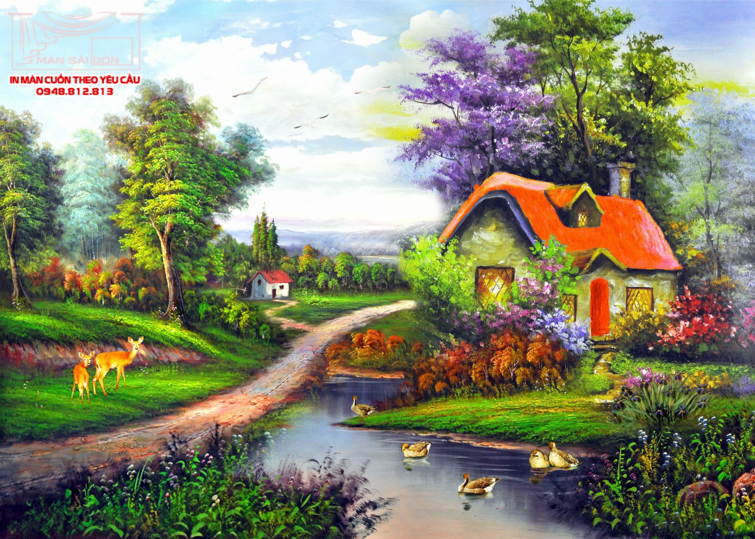 Man cuon in tranh - Màn cuốn in tranh