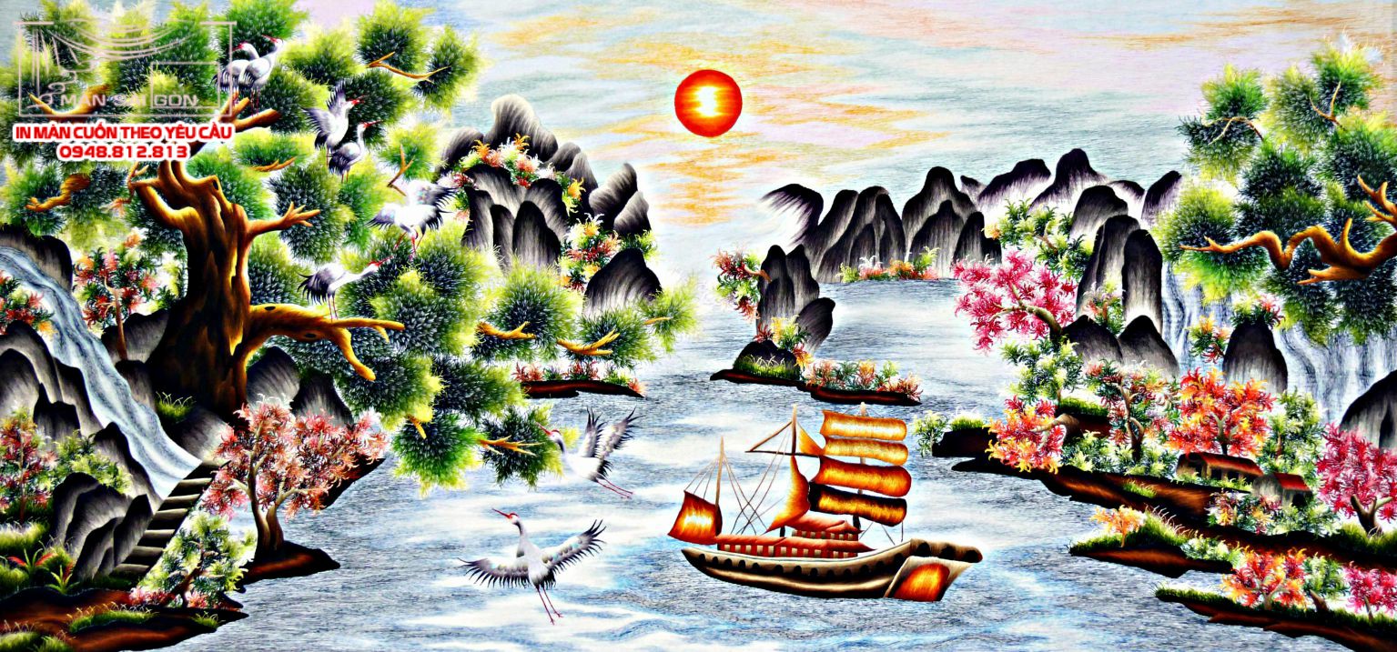 Man cuon in tranh - Màn cuốn in tranh