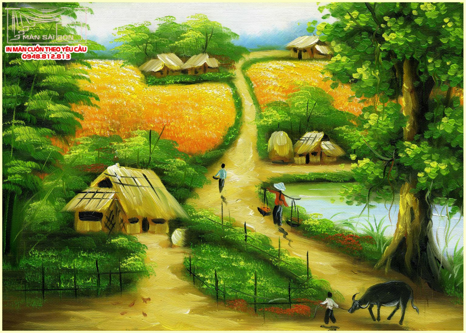 Man cuon in tranh - Màn cuốn in tranh