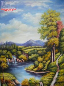 màn cuốn in tranh sơn dầu