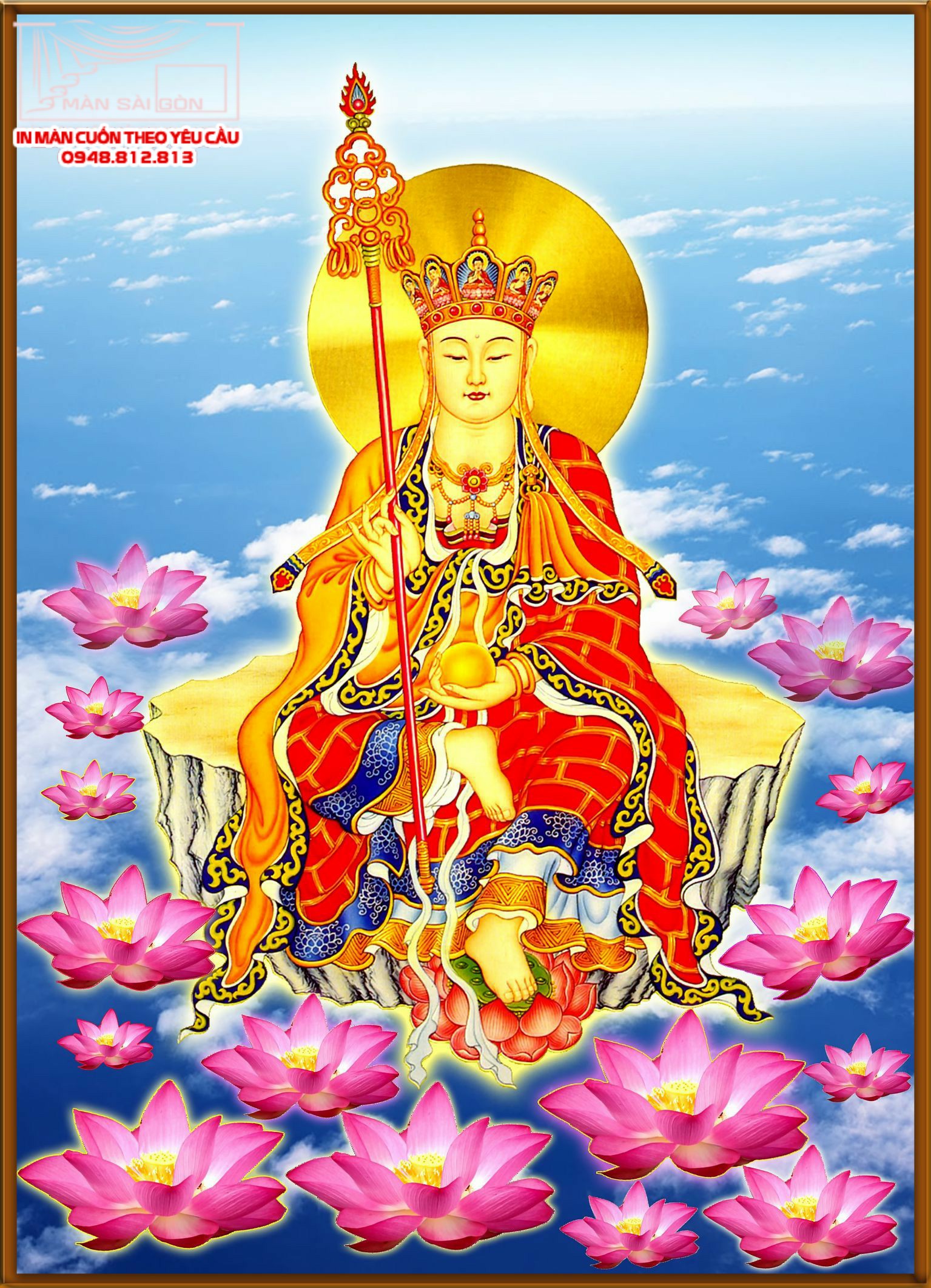 màn cuốn in tranh Phật giáo