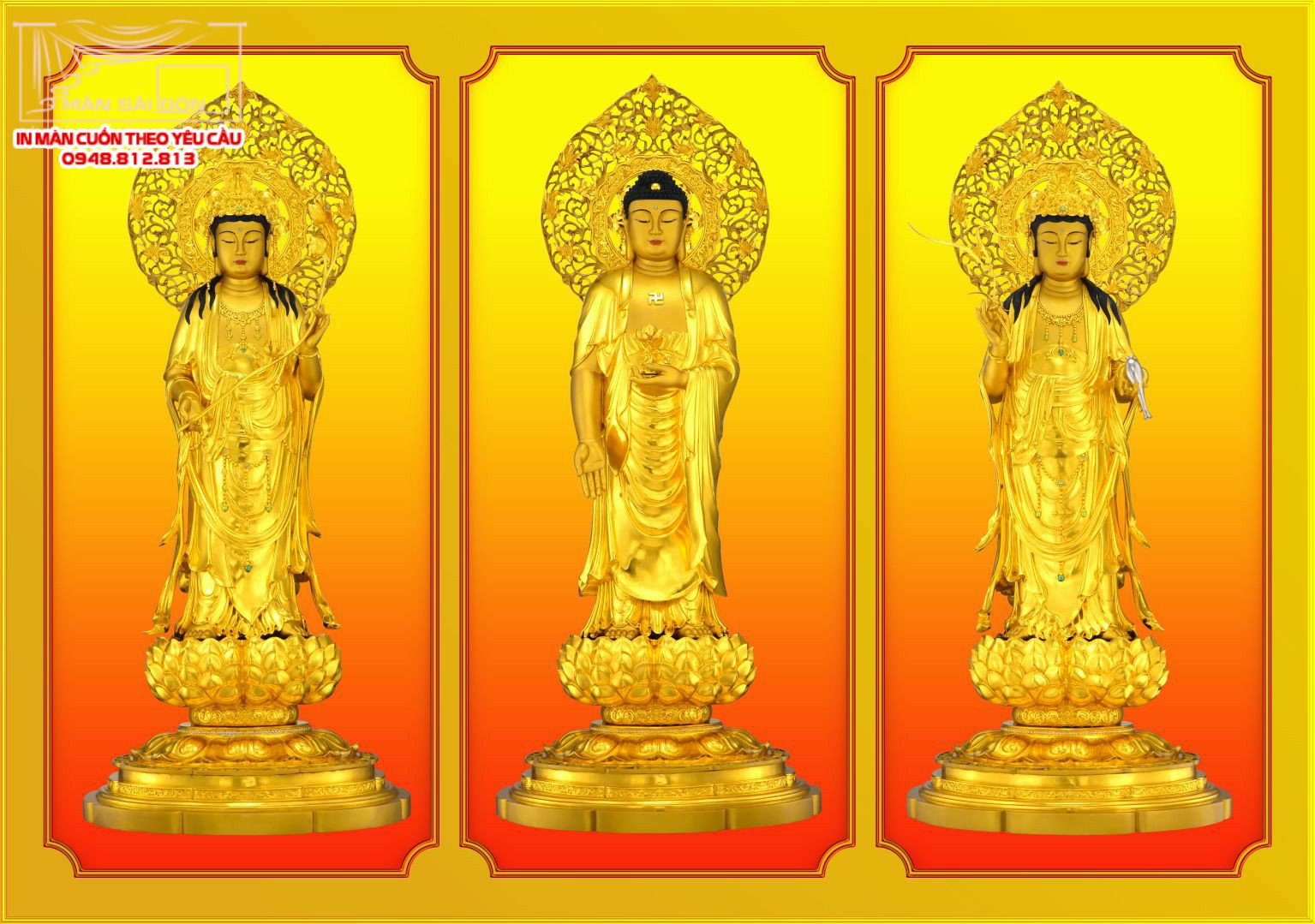 màn cuốn in tranh phật giáo