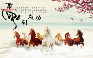 màn cuốn in tranh ngựa