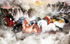 màn cuốn in tranh ngựa