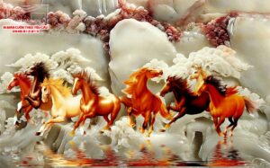 màn cuốn in tranh ngựa