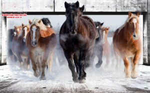màn cuốn in tranh ngựa